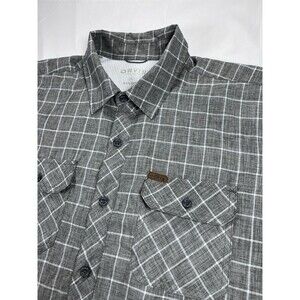 Orvis Men's XL Shirt Short Sleeve Gray Plaid Tech Performance Button Up Pockets